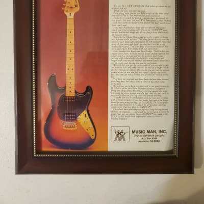 1978 Musicman Color Promotional Add Frame Music Man Sabre II Electric Guitar Original for sale