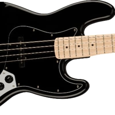 Squier Affinity Series Jazz Bass, Maple Fingerboard, Black Pickguard, Black image 6