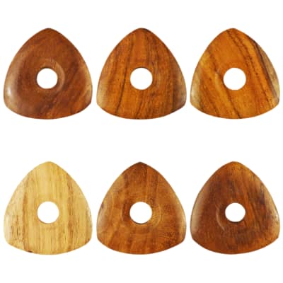 Teak Wood Guitar Or Bass Pick - 4.0 mm Ultra Heavy Gauge - 346 Contoured Triangle With Grip Hole Shape - Natural Finish Handmade Specialty Exotic Plectrum - 24 Pack image 4