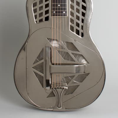 National  Style 1 Tricone Roundneck Resophonic Guitar (1935), ser. #S-5773, original black hard shell case. image 3