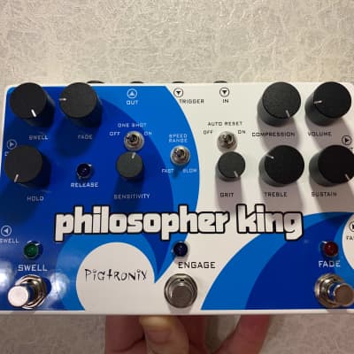 Pigtronix Philosopher King 2012 Compressor Distortion Swell Expression sustainer limiter synth tremolo modulation reverse tape emilation for sale