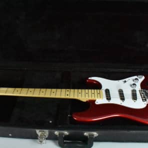 1980's Schecter "Strat" Style Electric Guitar Candy Apple  Red w/HSC image 3