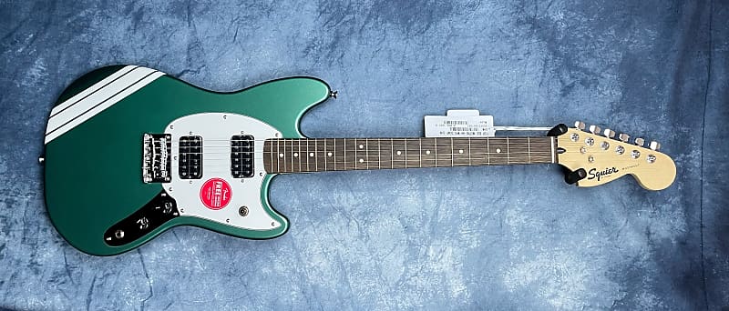 Squier FSR Bullet Competition Mustang HH, Sherwood Green with White Stripes