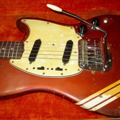1969 Fender Mustang Competition Red w/ Matching Headstock & Original Hardshell Case image 9