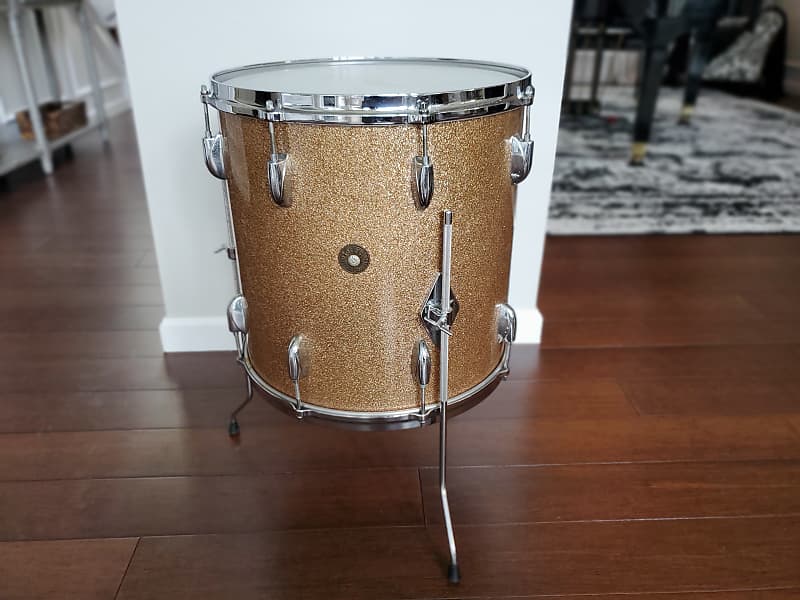 Gretsch 16 inch Floor Tom Drum 1960s Round Badge Champagne Reverb