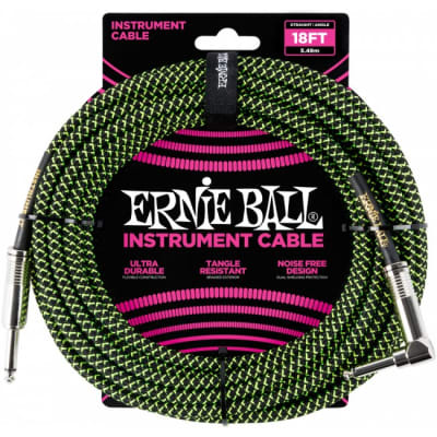 ERNIE BALL 6082 Instrumentenkabel Wkl-Kl 6m, schwarz/grün for sale