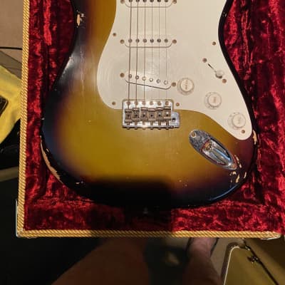 Fender 1955 Strat Custom Shop REL 2021 - Rare Faded Swamp Burst.  7lbs 10oz Chicago Special Alnico 5 Pickups All Original with Tweed Case!  One Hot Beast! image 3