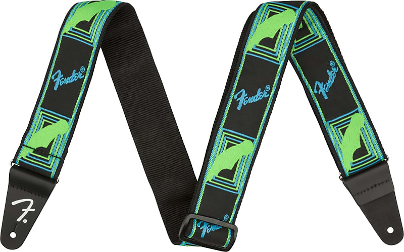 Fender 2" Neon Monogrammed Strap Blue and Green image 1