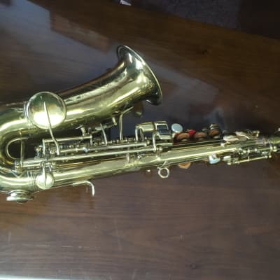 JW York & Sons Curved-Bell Soprano Saxophone  1921 Gold image 4