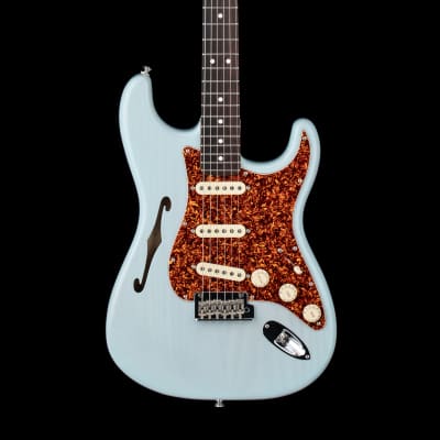 Fender Limited Edition American Professional II Stratocaster Thinline - Transparent Daphne Blue #08383 image 3
