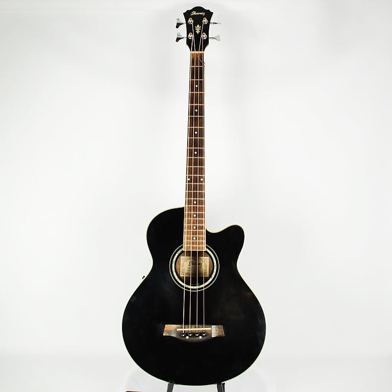 Ibanez AEB10E BK 14 02 Acoustic Electric Bass w Hardshell Case Black USED