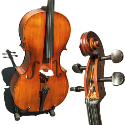Paititi CE3005PE Scholar 256 Ebony Fitted Matte Finish Solid Wood Cello with Case and Bow 1/2 Size image 4
