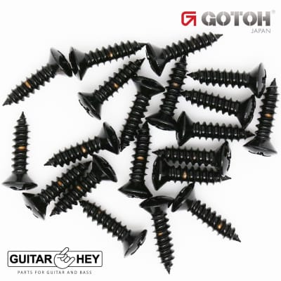 (20) Gotoh Pickguard Plate/Cover Screws for Fender Phillips Head #4 x 1/2" BLACK