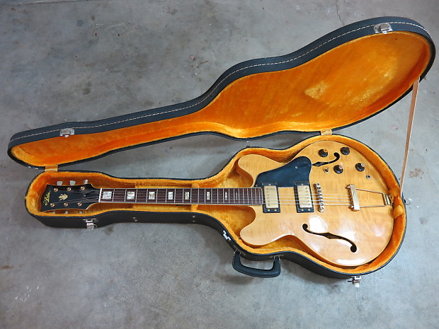Vintage 1960s Aria 335 Blonde Semi Hollow Body Electric Guitar With Case Nice