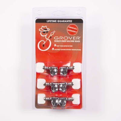 Grover 103C  Original “Milk Bottle” Rotomatic Tuners 3 +3 Chrome Finish w/Pearloid Buttons image 3