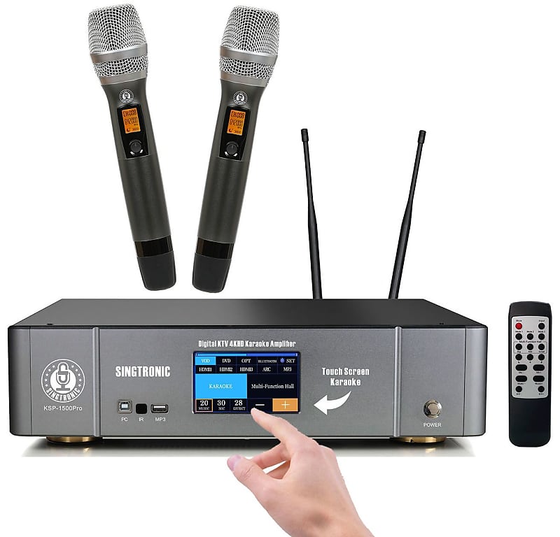 Portable Karaoke Microphone Mixer System Set, with Dual UHF Wireless Mic,  HDMI-ARC / Optical / AUX & HDMI in/Out in Singing Receiver for Smart TV,  PC, KTV, Home Theater, Amplifier, Speaker-Karaoke Microphone