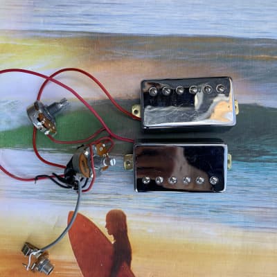 Epiphone  Ibanez  Humbucker pickup Pair HH single conductor Set electric guitar parts - Chrome project image 2
