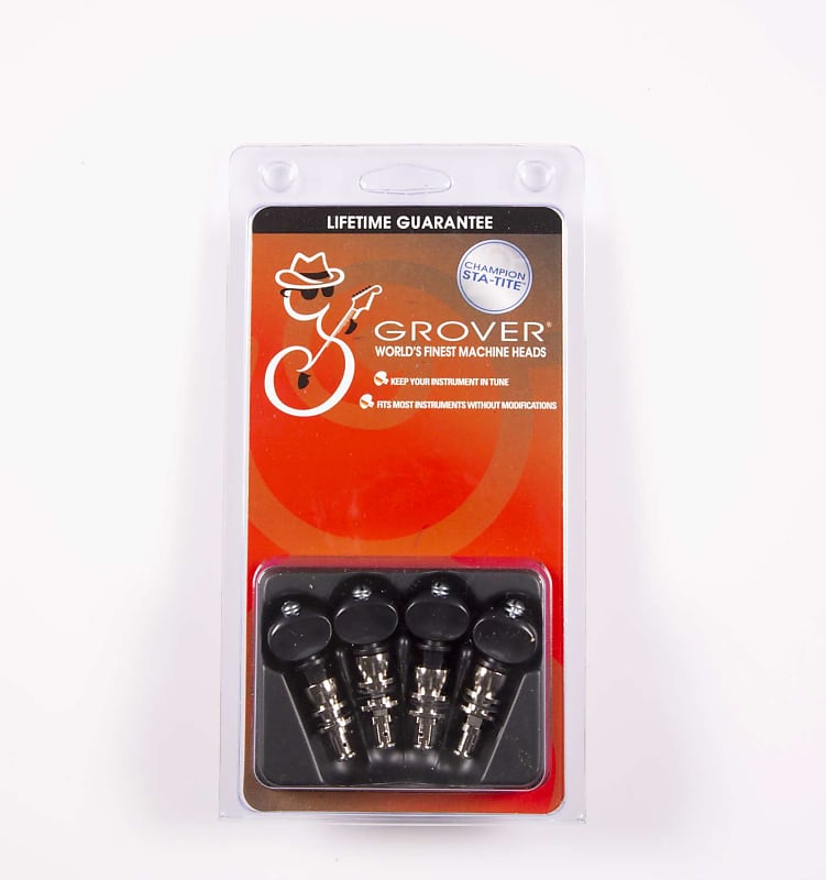 Genuine Grover Champion Ukulele Pegs Nickel Black Buttons, Set of 4 image 1