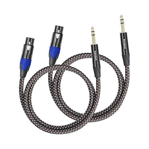 2Pack 1/4" to XLR Cable, Heavy Duty Nylon Braided, Gold Plated Plug,Balanced 1/4" TRS to XLR Female Patch Cable, Quarter Inch 6.35mm to 3pin XLR Female Microphone Cable, for Speaker,Mixer-6.6ft image 1