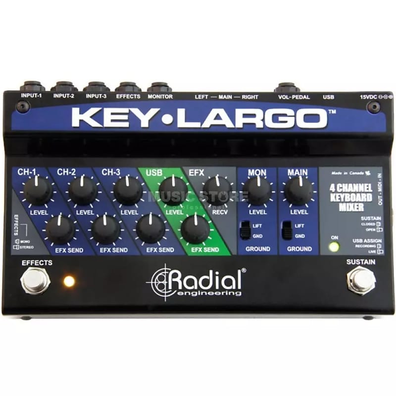 RADIAL ENGINEERING KEY-LARGO 3 Channel USB / MIDI Keyboard Instrument Mixer image 1