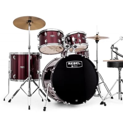 Mapex Rebel 5 Piece Complete Drum Kit w/ Fast Size Toms Dark Red RB5294FTCDR image 1
