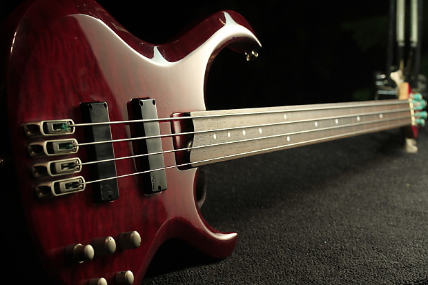 Ibanez BTB 400QM fretless Trans Red Reverb