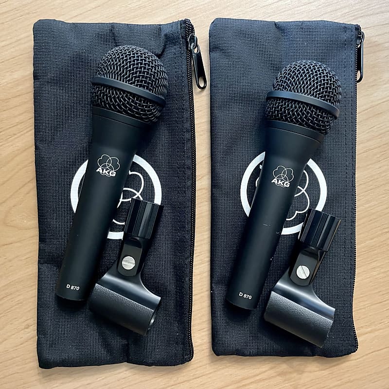 Pair AKG D870 Hypercardioid Dynamic Microphones 2010s