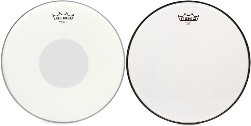 Remo Emperor X Coated Drumhead - 14 inch - with Black Dot  Bundle with Remo Diplomat Clear Drumhead - 14 inch image 1