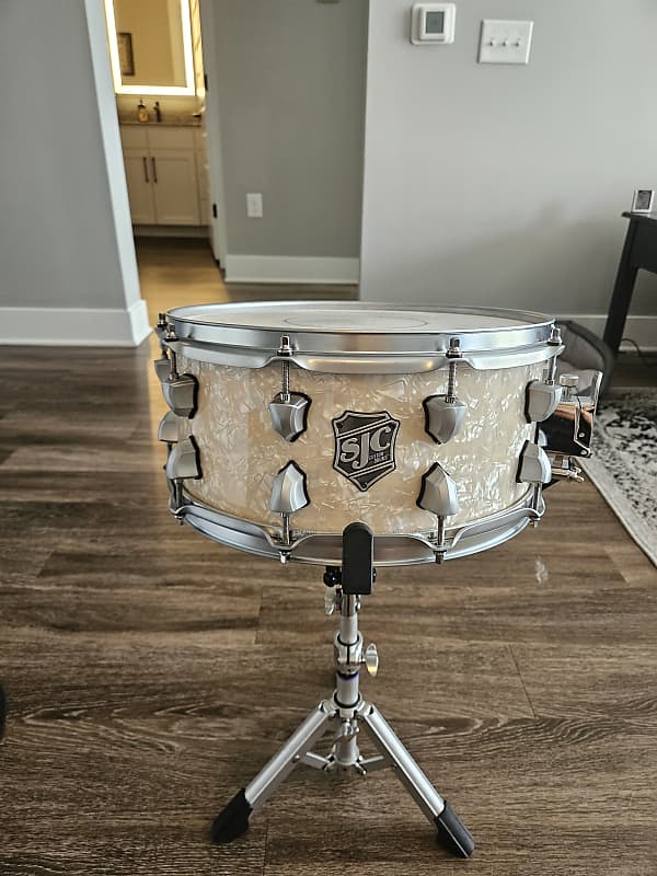 SJC Maple Snare Drum Custom Build 2017 - Vintage Pearl | Reverb