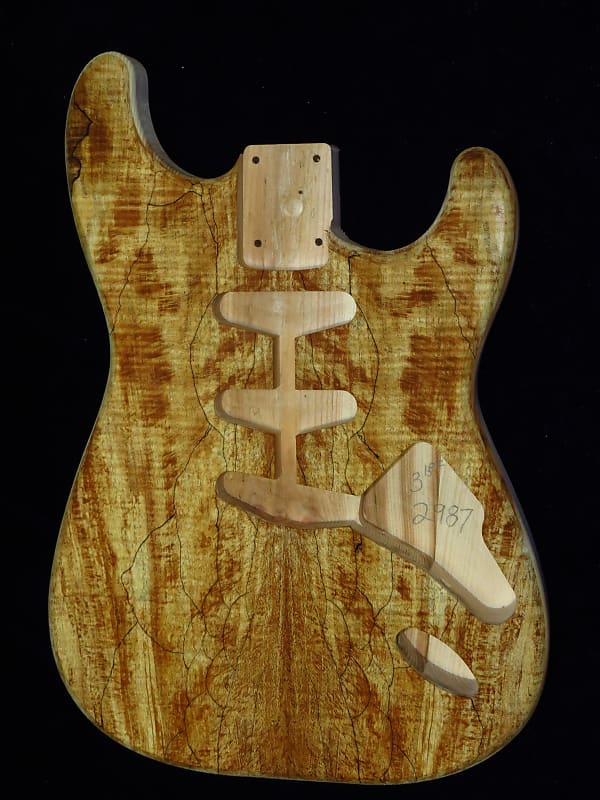 Spalted Maple Top /Aged Pine Strat body Standard Hardtail 3lbs 13oz #2987 image 1