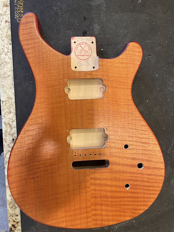 Supra-Tone Double cut flamed maple guitar body - Mango/Oxblood image 1
