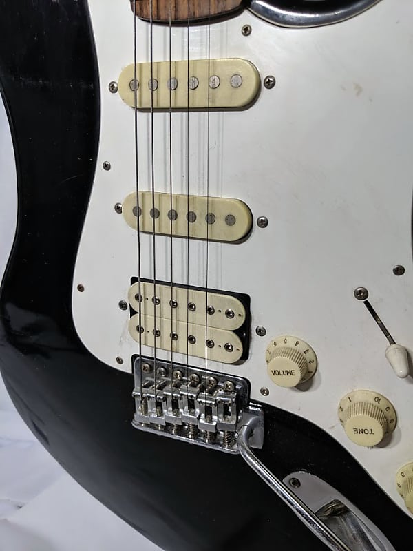 80年代 HONDO H-77 ストラトモデル　程度良好❢ Hondo H77 1980's Strat copy HSS - Black w/ Tremolo Arm | Reverb