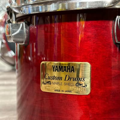 Used Yamaha Maple Custom 5pc Drum Set Red Lacquer image 5