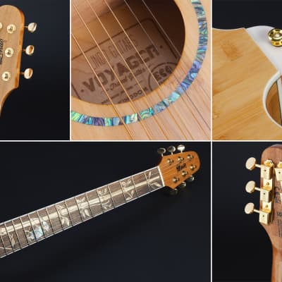 Lindo Bamboo Voyager V2 Electro Acoustic Travel Guitar | BS3M Mic/Piezo Blend Preamp | Luminlays | Kingfisher Inlay (Steel Strings) image 6