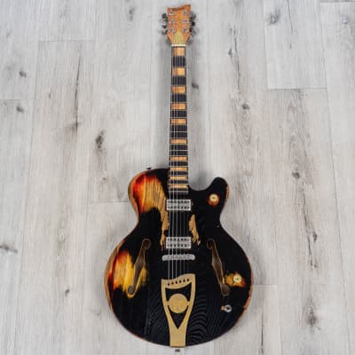 Paoletti 500 Lounge 2PSY Semi-Hollow Guitar, Ebony Fretboard, 400 Heavy Black image 3