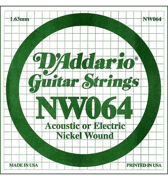 D'Addario NW064 Nickel Wound Electric Guitar Single String .064 image 1