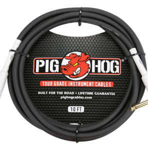 Pig Hog PH10R Tour Grade 1/4" TS Straight to Right Angle Instrument Cable - 10'