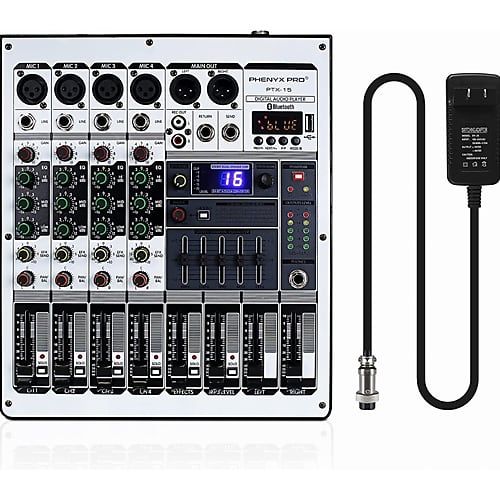 Phenyx Pro Sound Mixer - 6-Channel Audio Mixer with USB-B Recording, BT  Function, and 99 DSP Effects for Studio and Stage (PTX-20)