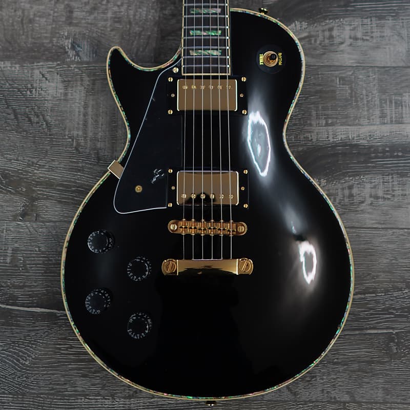 AIO SC77 Left Handed Electric Guitar Solid Black Abalone Inlay