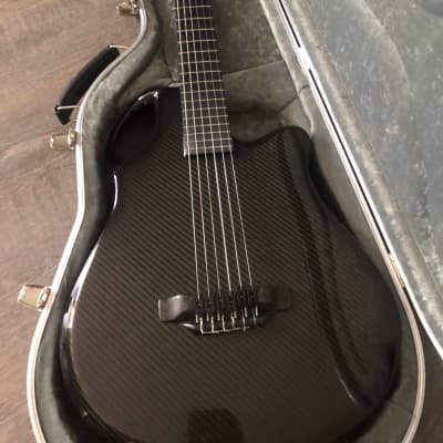 Emerald X10 Slimline Nylon Hybrid Electro Acoustic Guitar 2023 - Black Carbon Fiber image 2