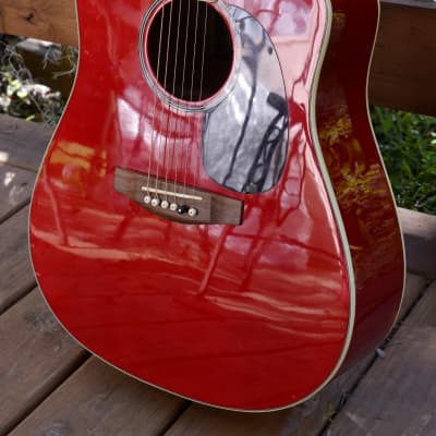 Carlo Robelli CDG-1 SRD Acoustic Guitar ~RED~ Solid Mahogany Top Ebony Fretboard image 2