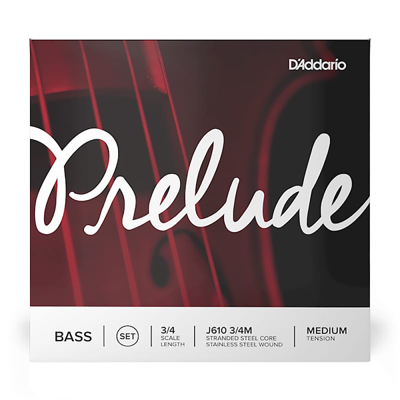 D'Addario J610 3/4M Prelude Bass String Set, 3/4 Scale, Medium Tension image 1