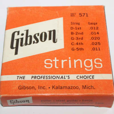 Vintage 1950's Gibson Mona-Steel Strings 1 box of Strings Orange/ Black/ White B, C, D, G and 5th image 1