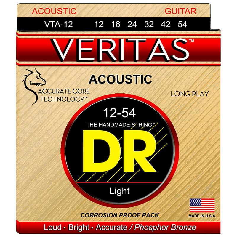 DR Strings VTA-12 Veritas Phosphor Bronze Light Acoustic 12-54 image 1
