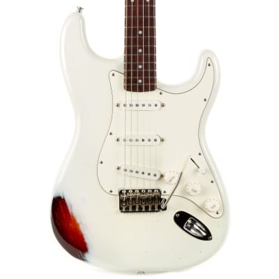 Used Guthrie Custom Strat-Style Electric Guitar White Over Sunburst imagen 1