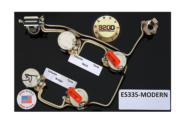 920D Custom Shop ES335-MODERN CTS/Switchcraft ES-335 Wiring Harness w/ Orange Drop Caps image 1