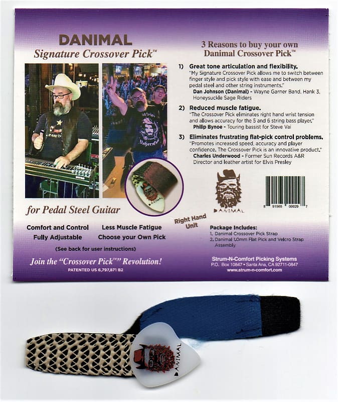 Strum-N-Comfort Danimal (Dan Johnson) Signature Crossover Thumb Pick 2020 for Pedal Steel GuitarBlue image 1