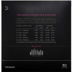 D'Addario NYXL 45130 Long Scale 5-String Bass Strings (45-130) image 5