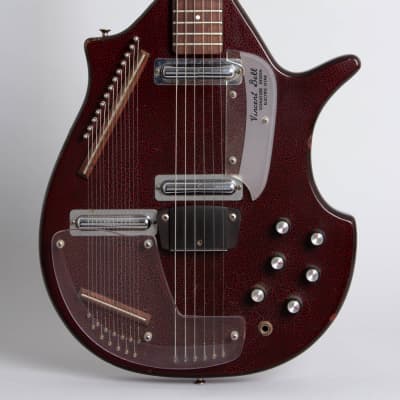 Coral Vincent Bell Sitar Semi-Hollow Body Electric Guitar, made by Danelectro (1968), ser. #828028, black tolex hard shell case. image 3
