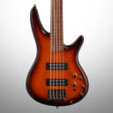 Ibanez SR375EF Fretless Electric Bass, 5-String, Brown Burst